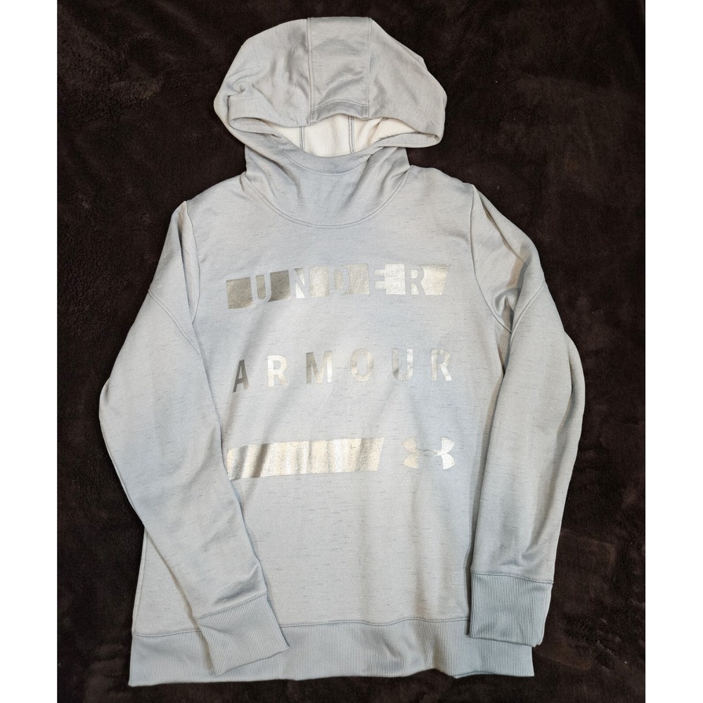 Under Armour Cold Gear Men's Grey Logo Hoodie Sweatshirt Loose Size. Medium